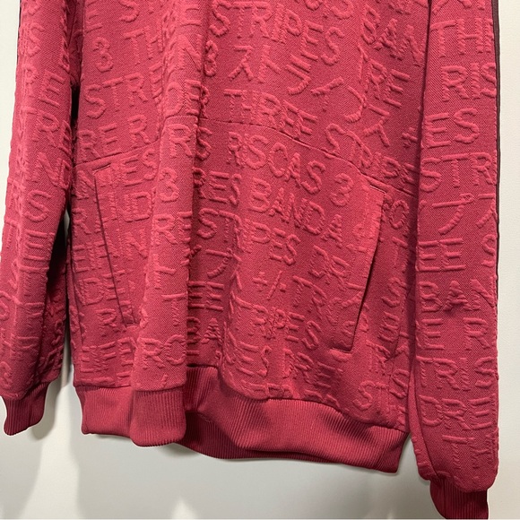 Adidas Men's Typography Tonal-Print Track Hoodie Sweatshirt Brick Red Size XL - Picture 14 of 14